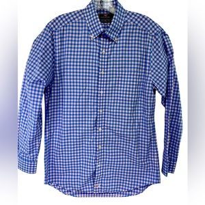 Vineyard Vines Murry Mens Sz Medium Blue/Pink Plaid Nylon Button Up Shirt (BB6)